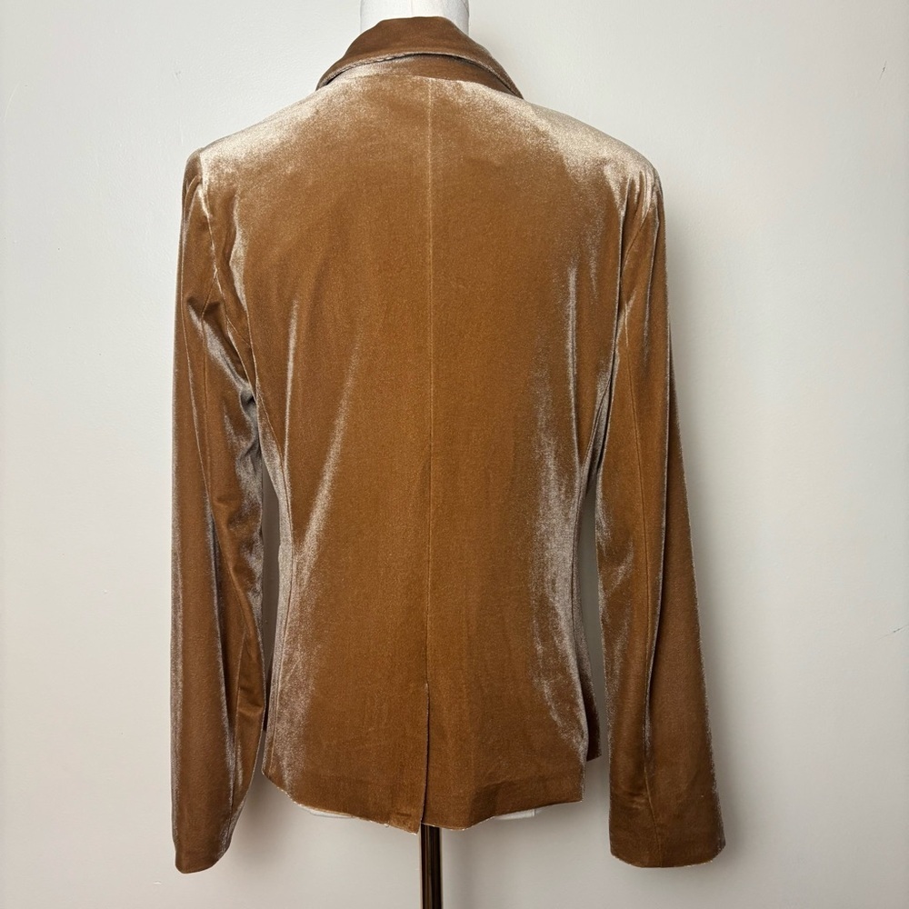 Molly Bracken Velour Blazer Single breasted Notched Lapels 2 Welt Pockets Sz S - Picture 5 of 12
